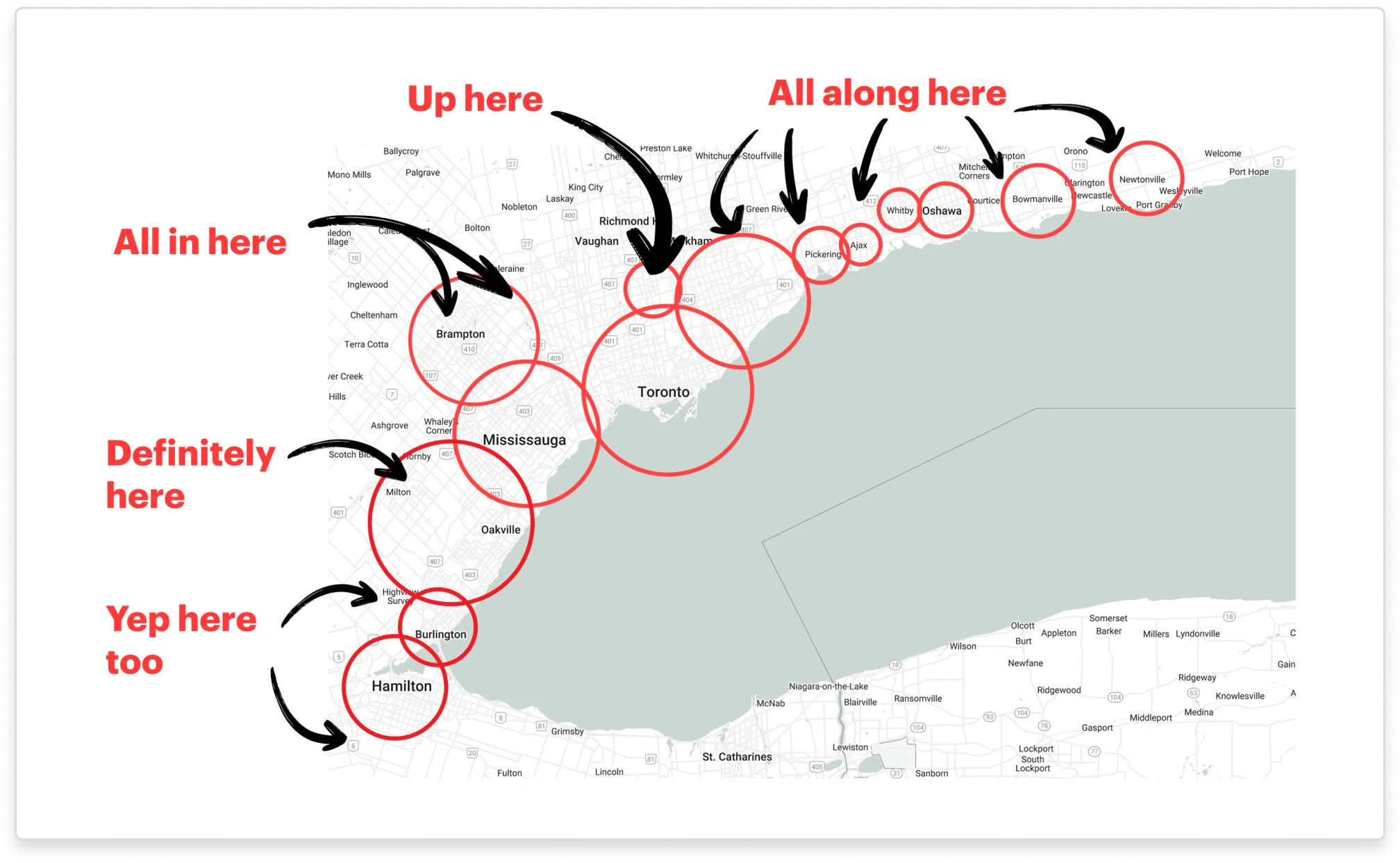 Map of the AG Disposal service area across Halton, Peel, Toronto and Durham