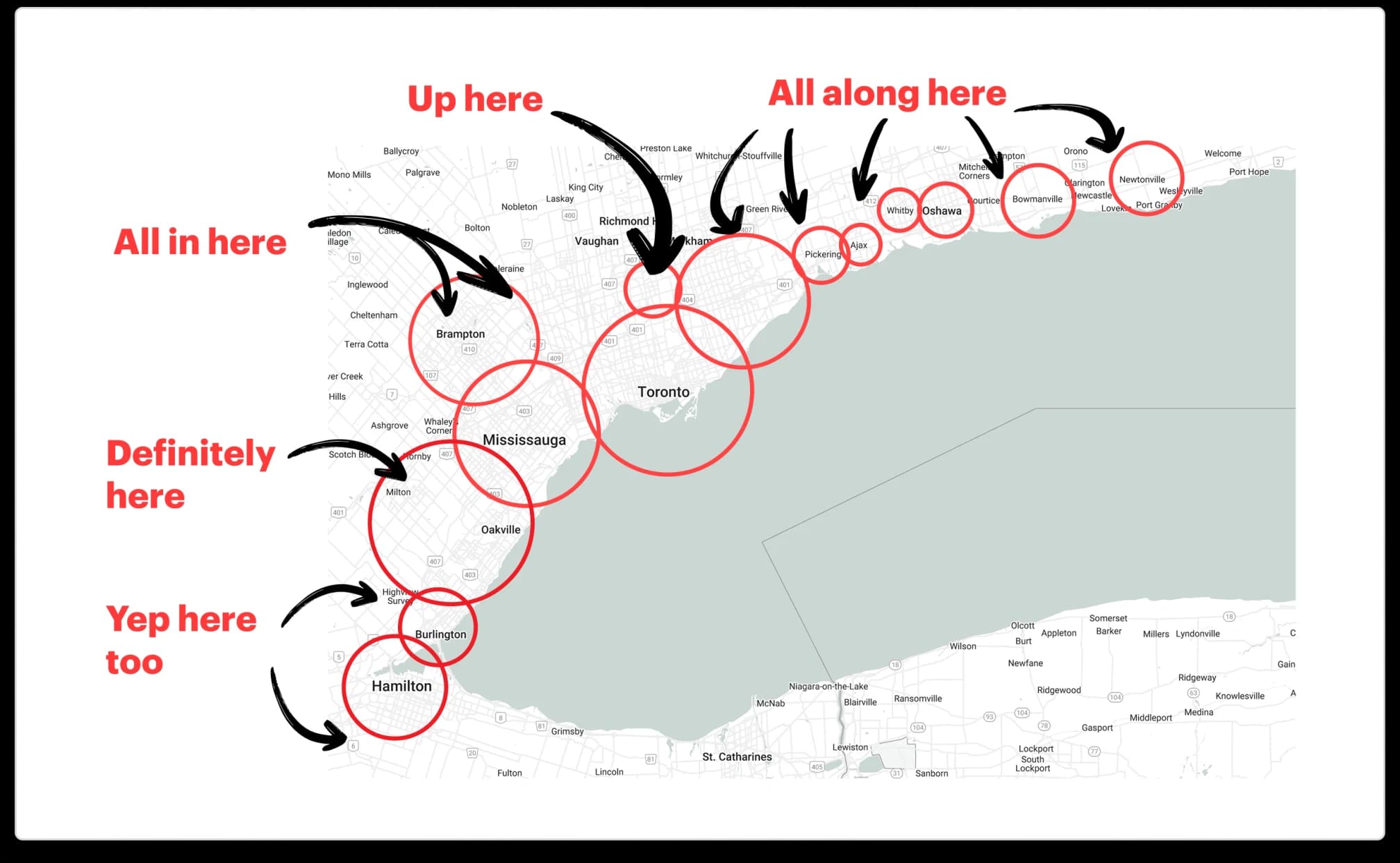 Map of the AG Disposal service area across Halton, Peel, Toronto and Durham